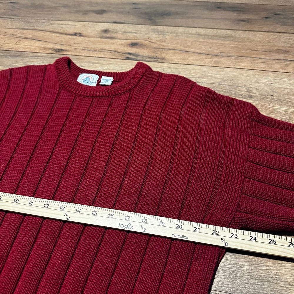 Cape Isle Knitters Burgundy Red Ribbed Cotton Crewneck Sweater Mens Large - Picture 5 of 6